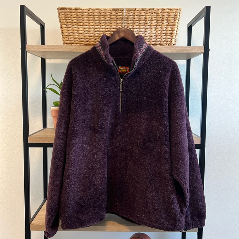 Vintage ALPS Sherpa Purple 1/4 Zip Sweater Knit, Women's XL